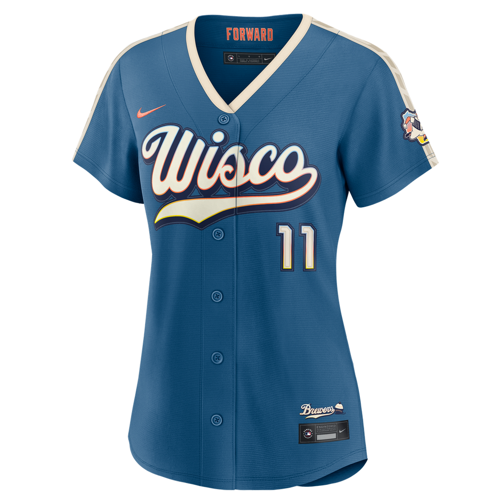 Jackson Chourio Milwaukee Brewers Nike Women's 2026 City Connect Stadium Jersey - Mineral Blue Official MLB Team Apparel Baseball Fan Gear