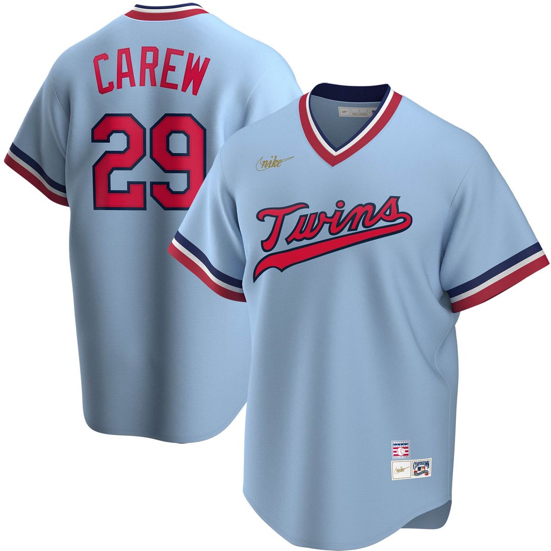 Rod Carew Minnesota Twins Nike Road Cooperstown Collection Player Jersey - Light Blue Official MLB Team Apparel Baseball Fan Gear