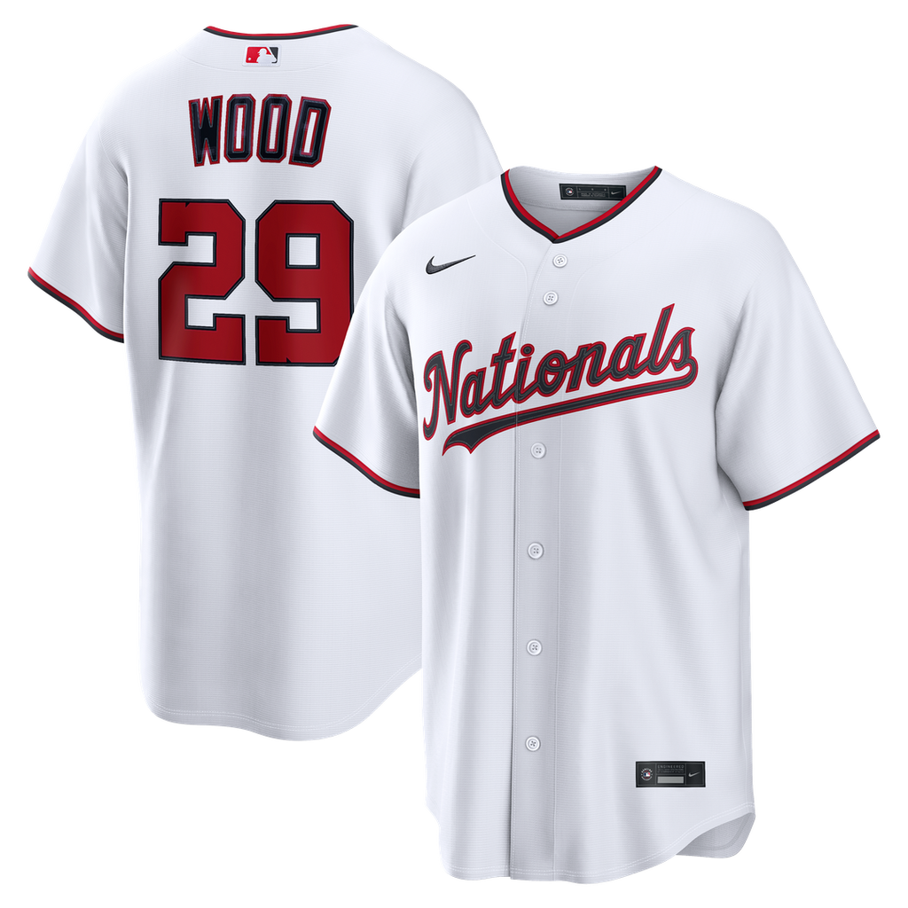 James Wood Washington Nationals Nike Home Replica Jersey - White Official MLB Team Apparel Baseball Fan Gear