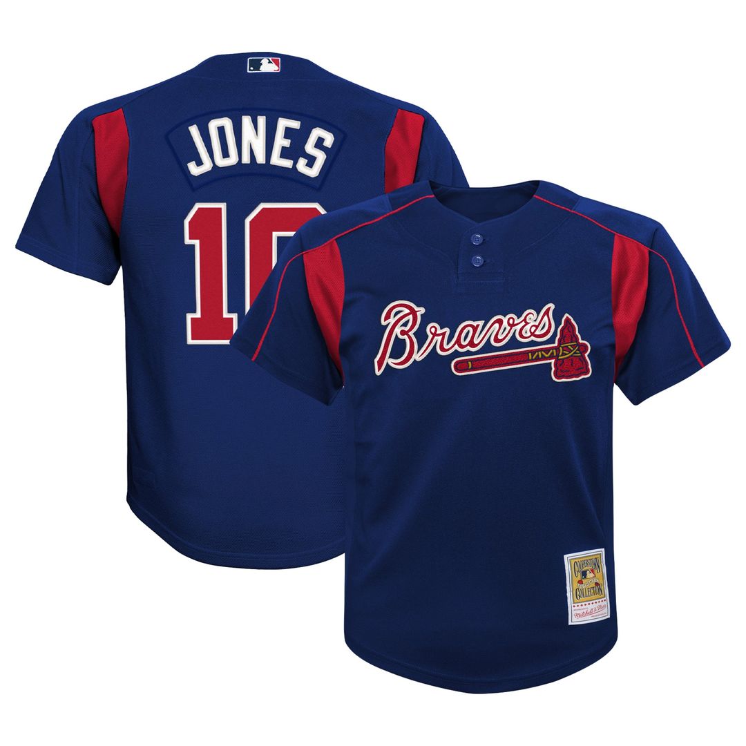Chipper Jones Atlanta Braves Mitchell & Ness Youth Cooperstown Collection Mesh Batting Practice Jersey - Navy Official MLB Team Apparel Baseball Fan G