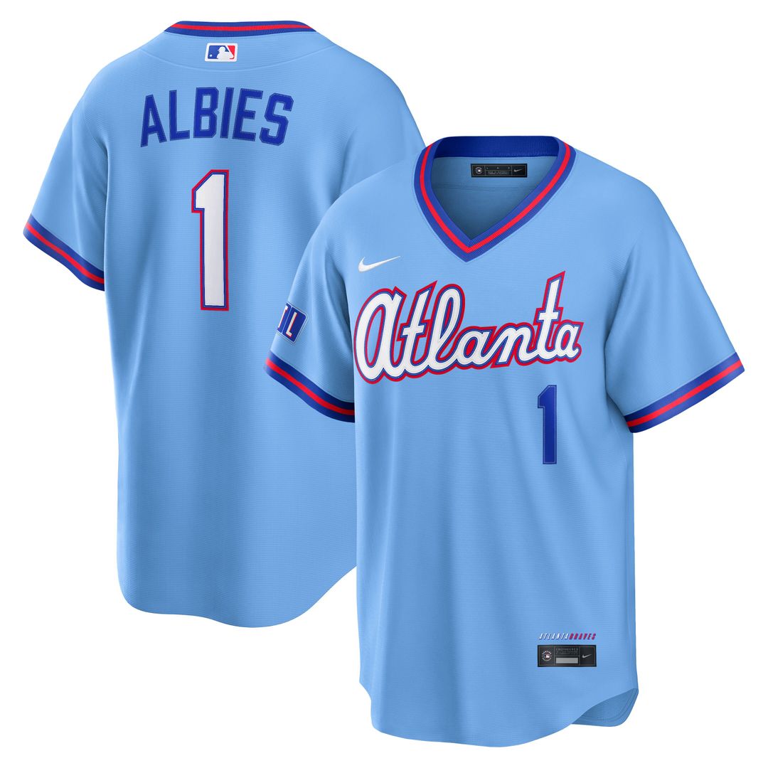Ozzie Albies Atlanta Braves Nike 2026 City Connect Stadium Jersey - Powder Blue Official MLB Team Apparel Baseball Fan Gear