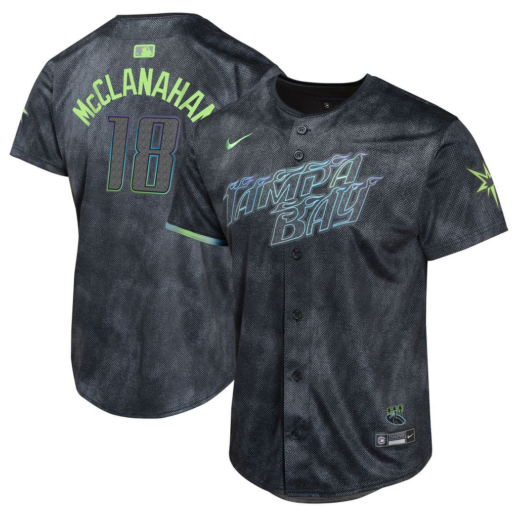 Shane McClanahan Tampa Bay Rays Nike Youth 2024 City Connect Limited Player Jersey - Charcoal Official MLB Team Apparel Baseball Fan Gear