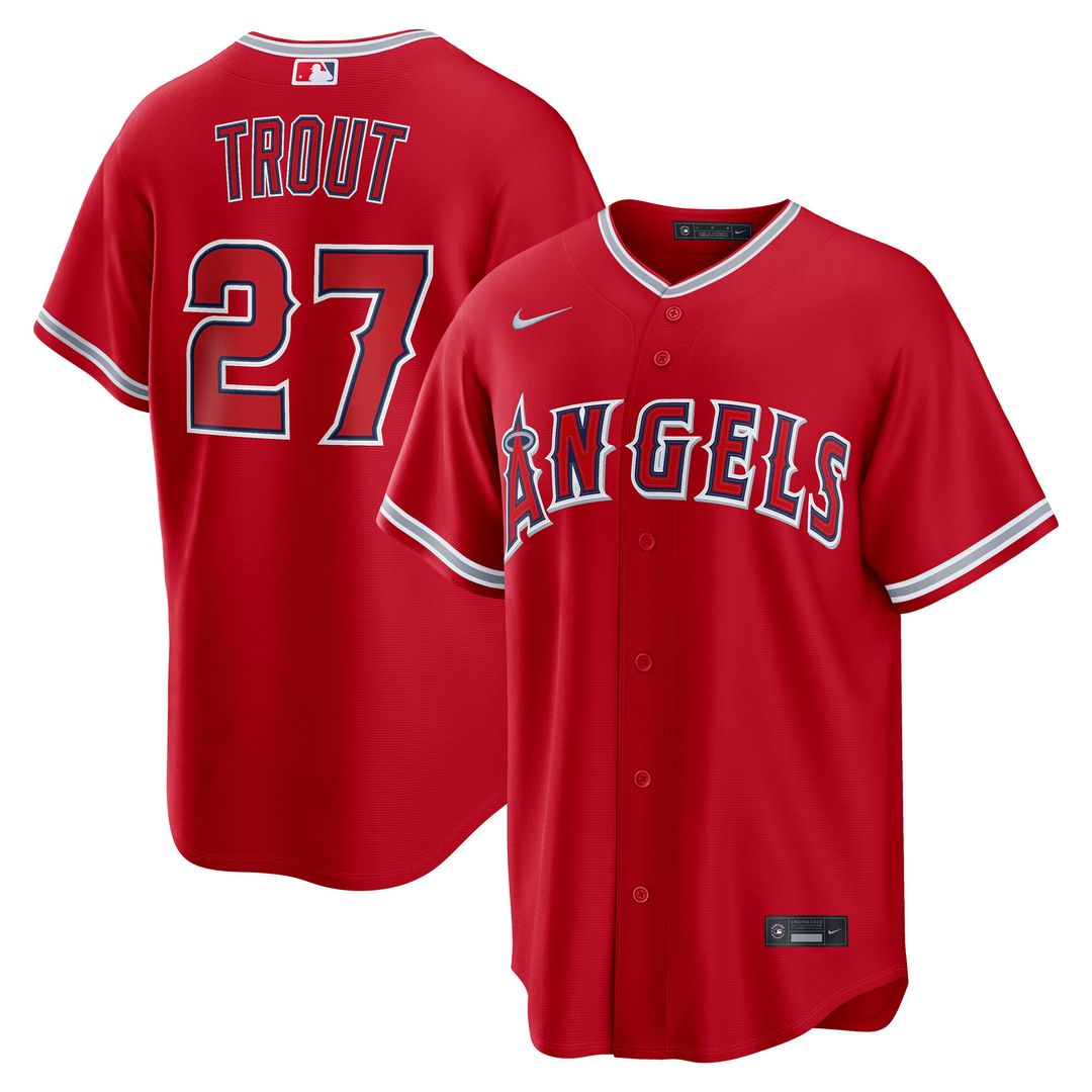 Mike Trout Los Angeles Angels Nike Alternate Replica Jersey - Red Official MLB Team Apparel Baseball Fan Gear