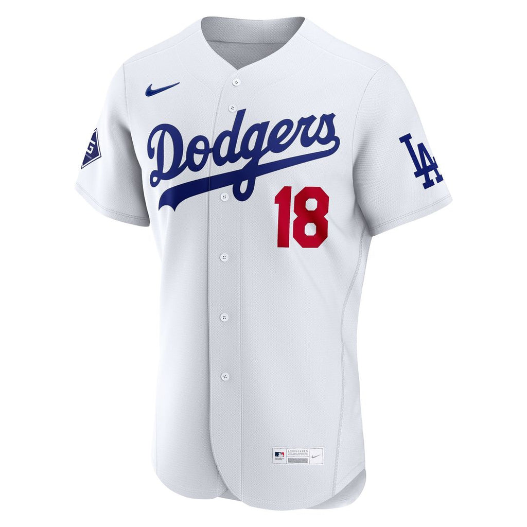 Yoshinobu Yamamoto Los Angeles Dodgers Nike Home Authentic Sponsor Patch Jersey - White Official MLB Team Apparel Baseball Fan Gear