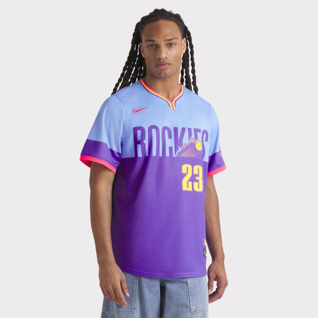 Kris Bryant Colorado Rockies Nike 2025 City Connect Limited Player Jersey - Purple/Light Blue Official MLB Team Apparel Baseball Fan Gear