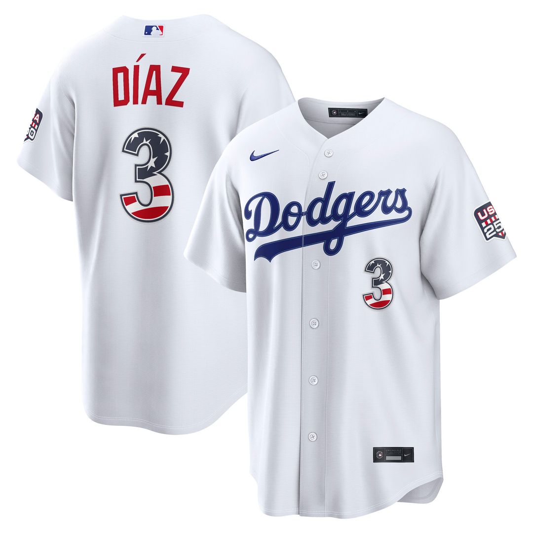 Edwin Díaz Los Angeles Dodgers Nike USA 250 Fourth of July Home Stadium Jersey - White Official MLB Team Apparel Baseball Fan Gear
