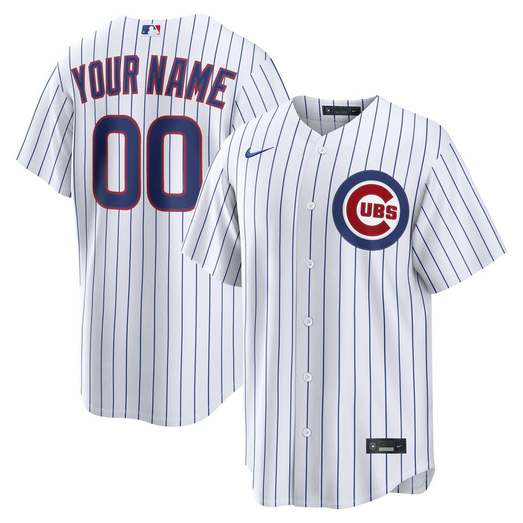 Chicago Cubs Nike Home Replica Custom Jersey - White Official MLB Team Apparel Baseball Fan Gear