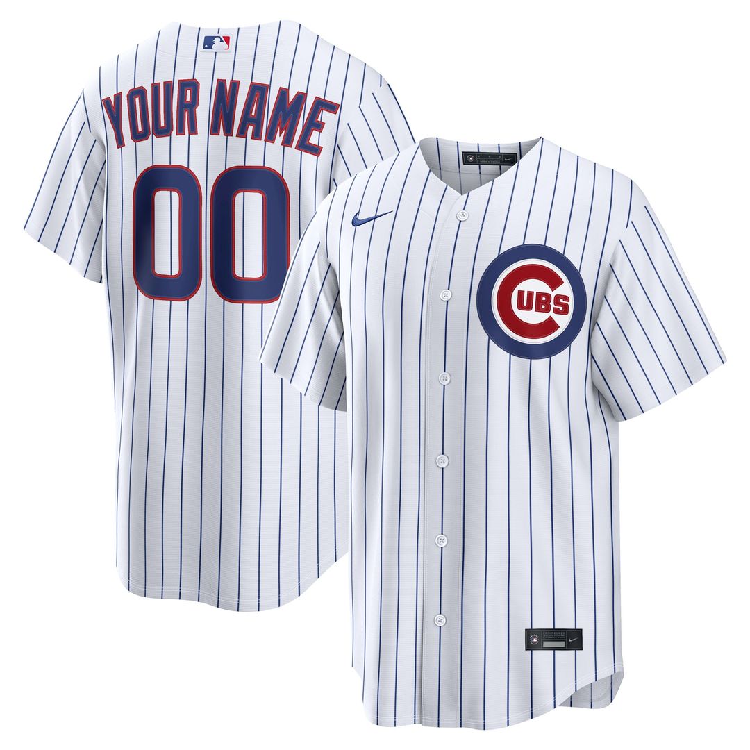Chicago Cubs Nike Home Replica Custom Jersey - White Official MLB Team Apparel Baseball Fan Gear