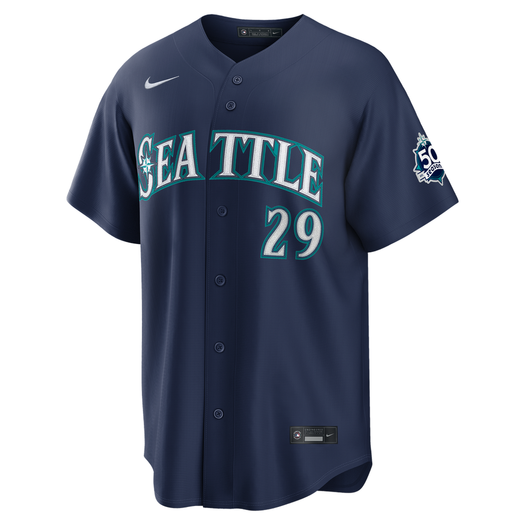Cal Raleigh Seattle Mariners Nike Home Stadium 50th Season Patch Jersey - White Official MLB Team Apparel Baseball Fan Gear