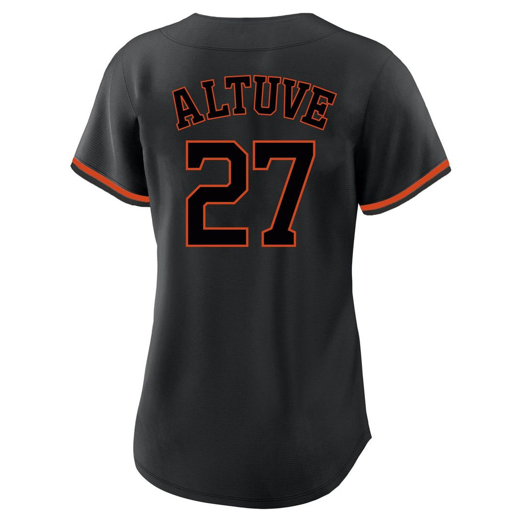 Jose Altuve Houston Astros Profile Women's Plus Size Player Name & Number Fashion Jersey - Black Official MLB Team Apparel Baseball Fan Gear