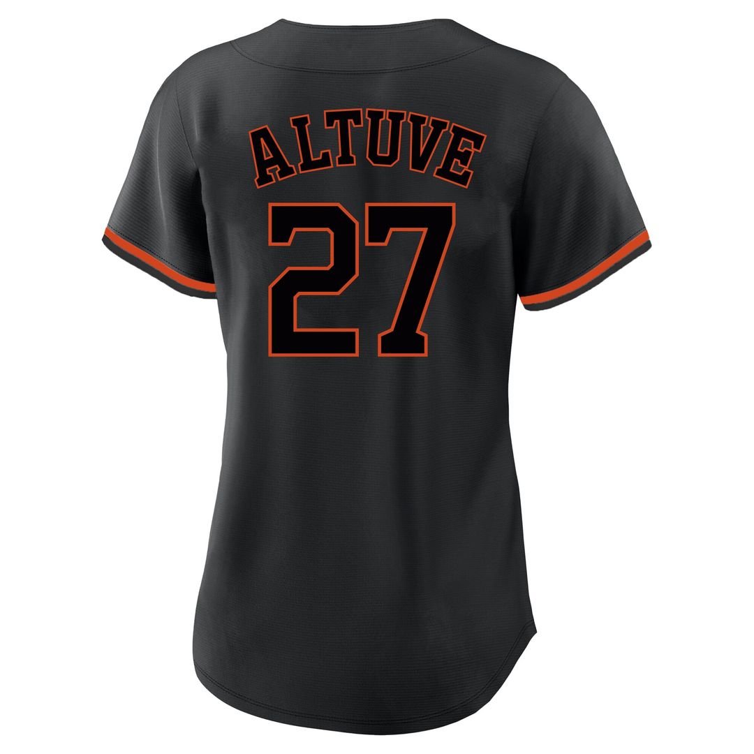 Jose Altuve Houston Astros Profile Women's Plus Size Player Name & Number Fashion Jersey - Black Official MLB Team Apparel Baseball Fan Gear