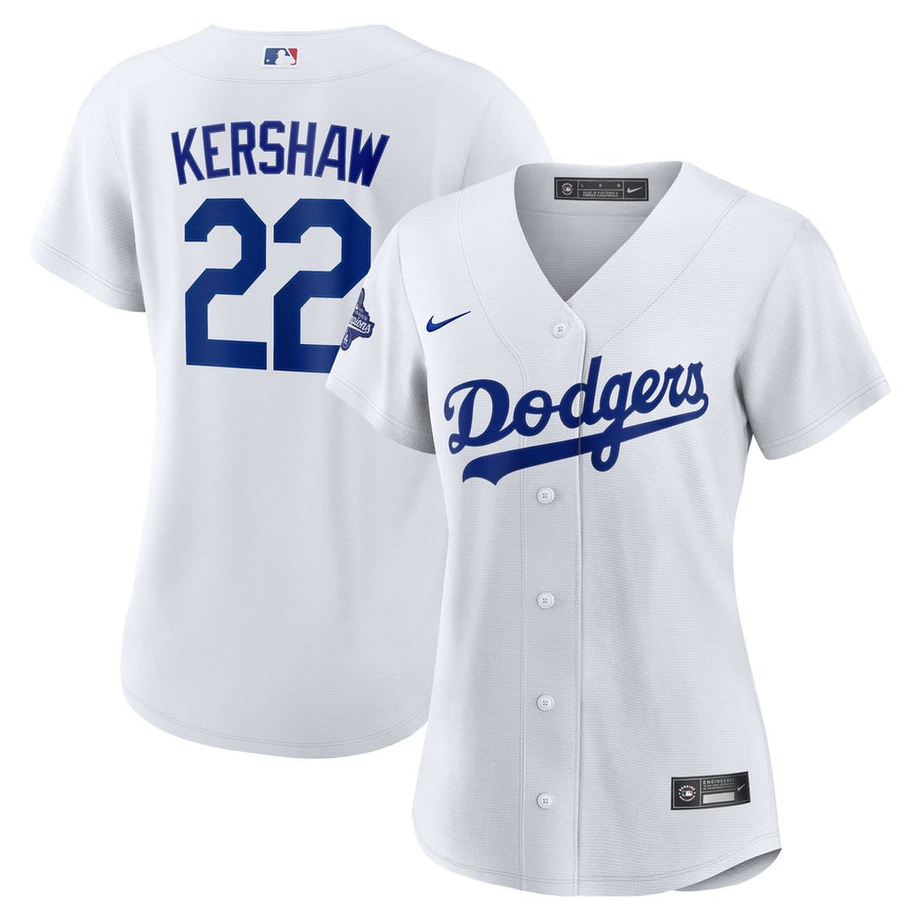 Clayton Kershaw Los Angeles Dodgers Nike Women's Home 2025 World Series Champions Replica Jersey - White Official MLB Team Apparel Baseball Fan Gear