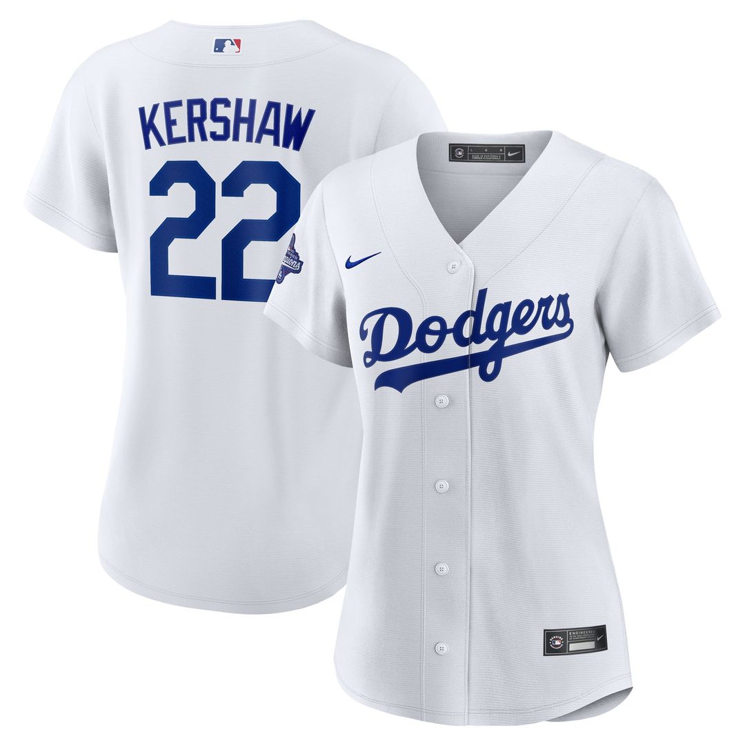 Clayton Kershaw Los Angeles Dodgers Nike Women's Home 2025 World Series Champions Replica Jersey - White Official MLB Team Apparel Baseball Fan Gear