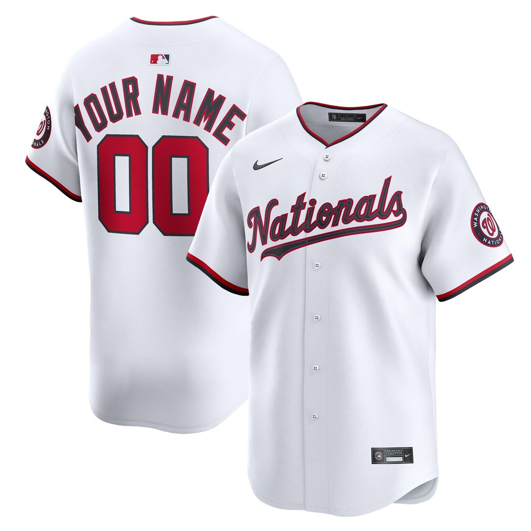Washington Nationals Nike Home Limited Custom Jersey - White Official MLB Team Apparel Baseball Fan Gear