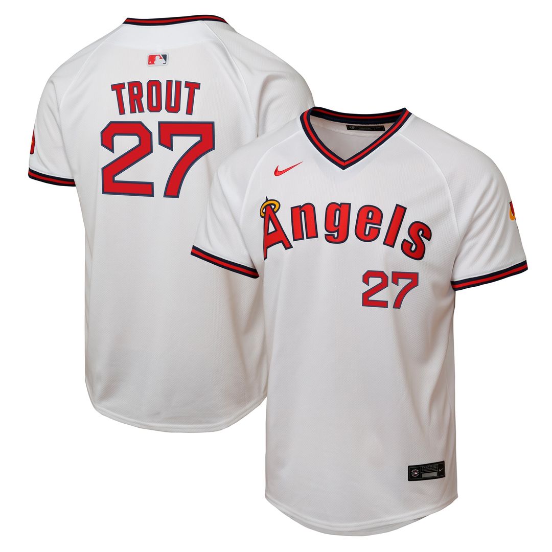 Mike Trout Los Angeles Angels Nike Youth Alternate 2 Limited Player Jersey - White Official MLB Team Apparel Baseball Fan Gear