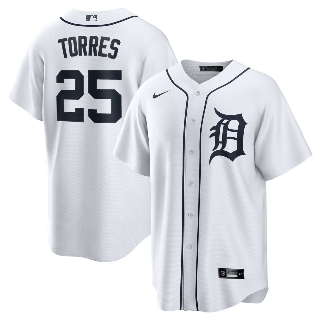 Gleyber Torres Detroit Tigers Nike Home Replica Jersey - White Official MLB Team Apparel Baseball Fan Gear
