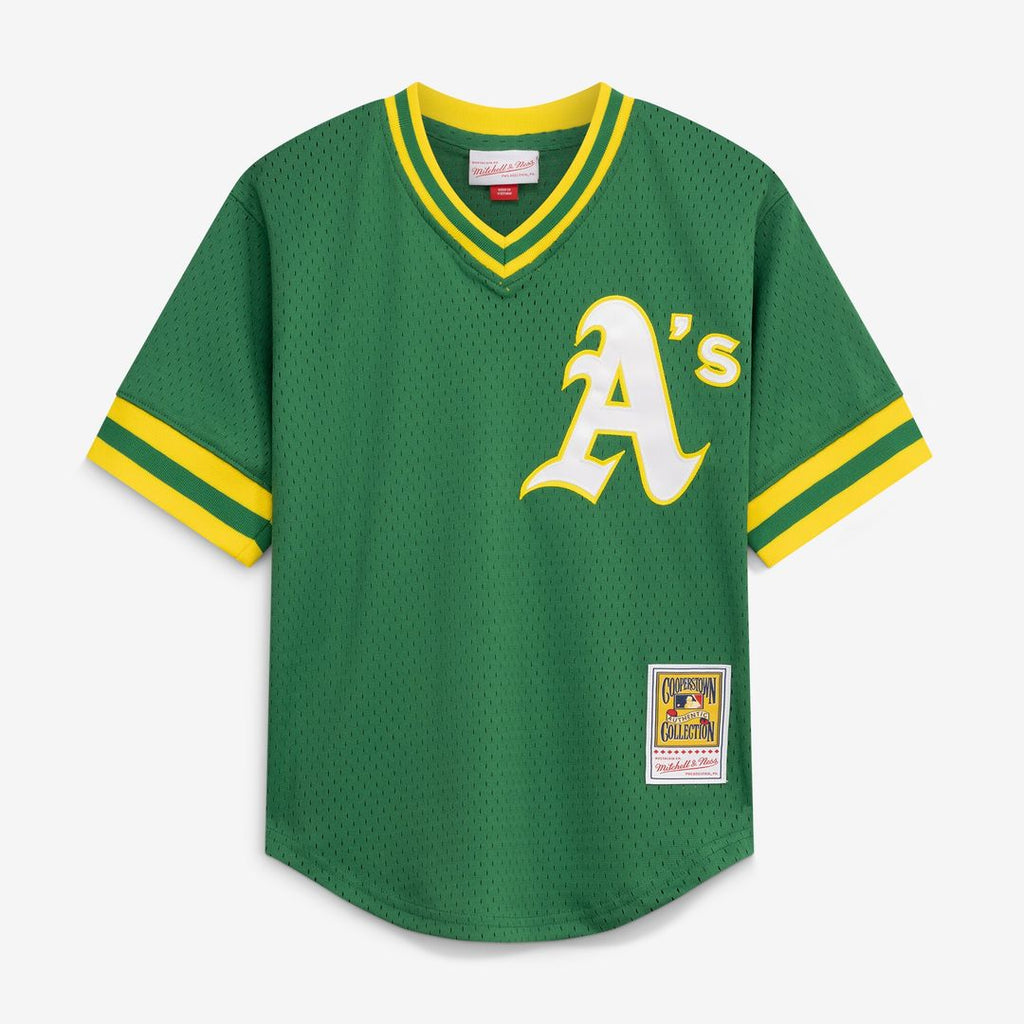 Rickey Henderson Athletics Mitchell & Ness Youth Cooperstown Collection Mesh Batting Practice Jersey - Green Official MLB Team Apparel Baseball Fan Ge