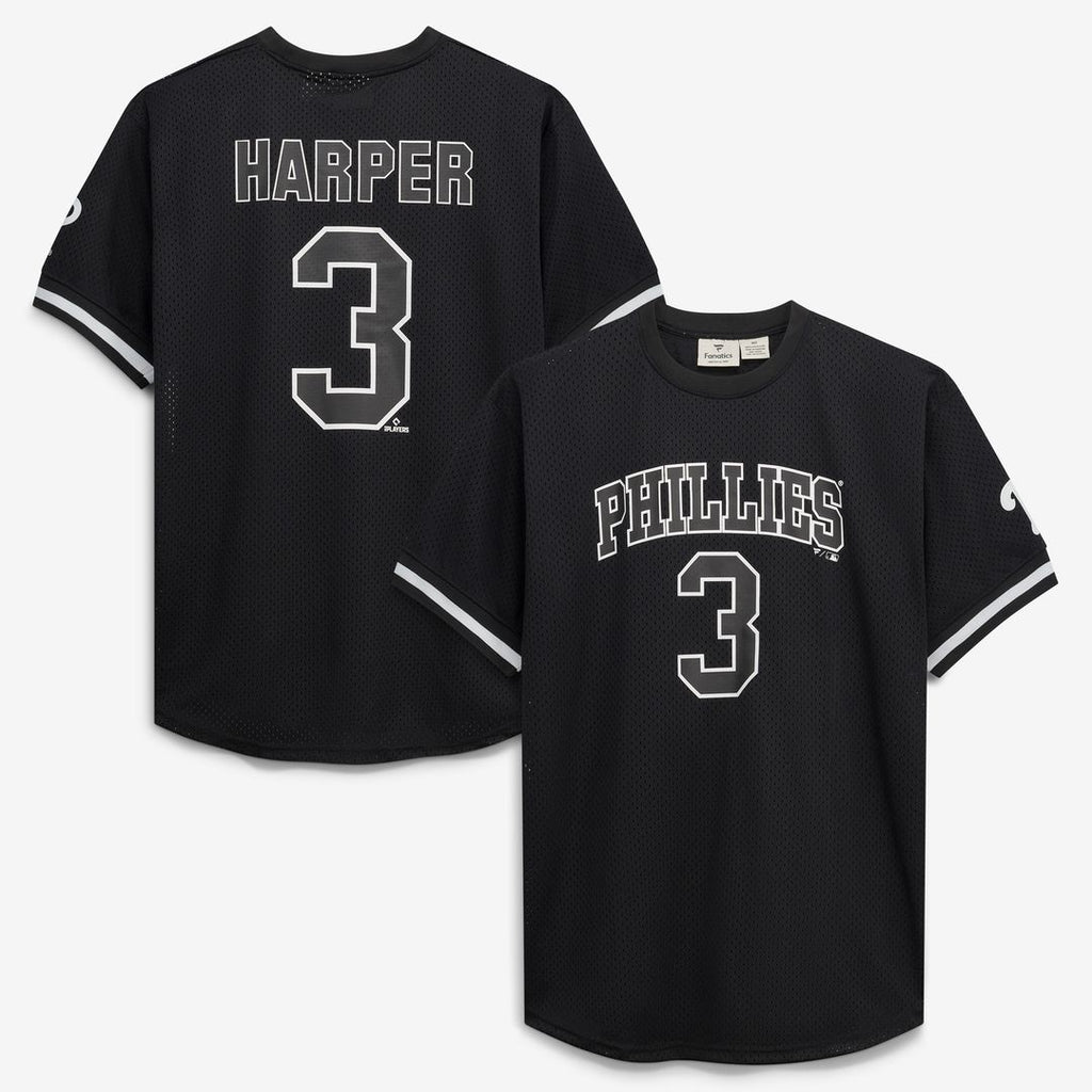 Bryce Harper Philadelphia Phillies Fanatics Big & Tall Heavyweight Mesh Jersey - Black/White Official MLB Team Apparel Baseball Fan Gear