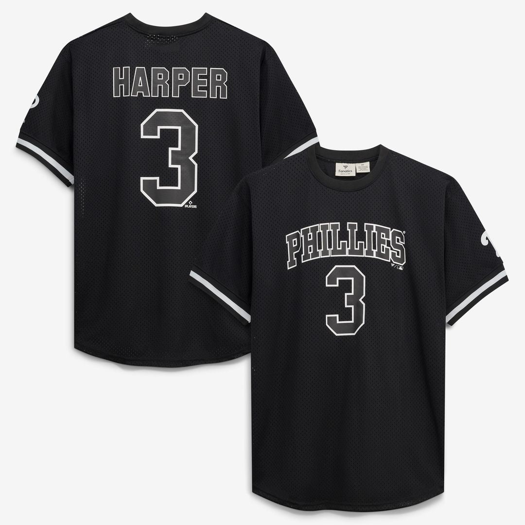 Bryce Harper Philadelphia Phillies Fanatics Big & Tall Heavyweight Mesh Jersey - Black/White Official MLB Team Apparel Baseball Fan Gear