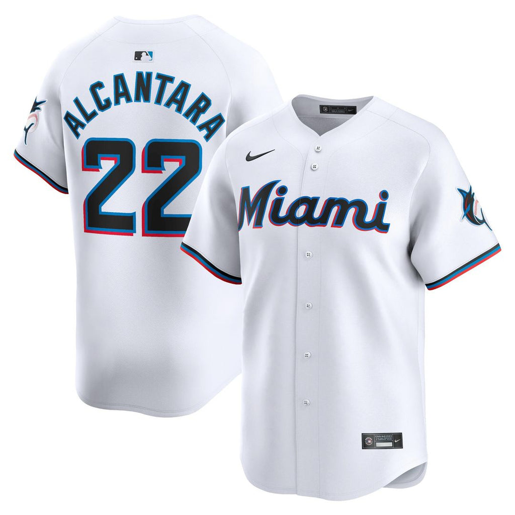 Sandy Alcantara Miami Marlins Nike Home Limited Player Jersey - White Official MLB Team Apparel Baseball Fan Gear