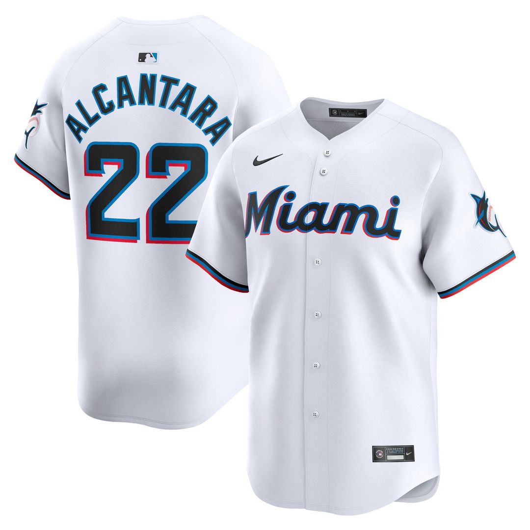 Sandy Alcantara Miami Marlins Nike Home Limited Player Jersey - White Official MLB Team Apparel Baseball Fan Gear