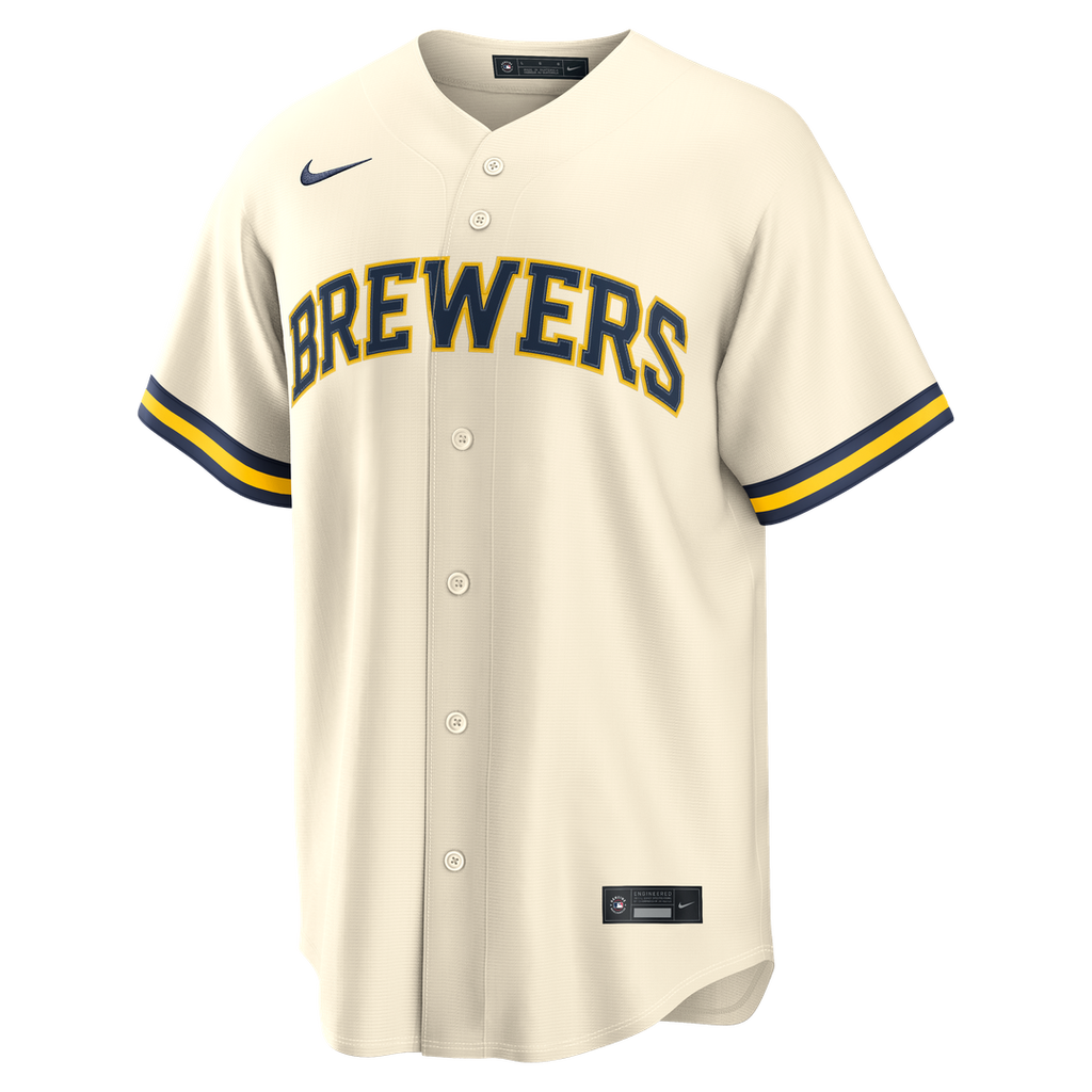 Christian Yelich Milwaukee Brewers Nike Home Replica Jersey - Cream Official MLB Team Apparel Baseball Fan Gear