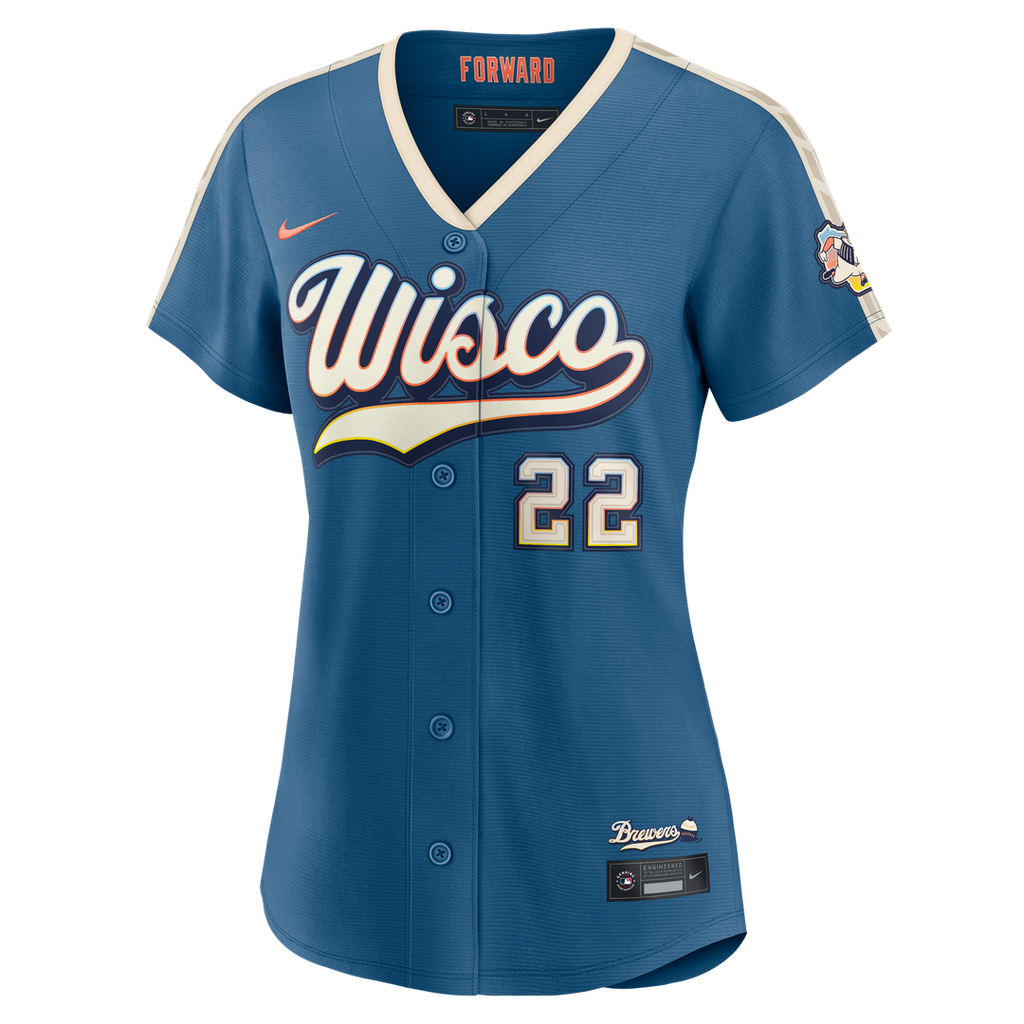 Christian Yelich Milwaukee Brewers Nike Women's 2026 City Connect Stadium Jersey - Mineral Blue Official MLB Team Apparel Baseball Fan Gear
