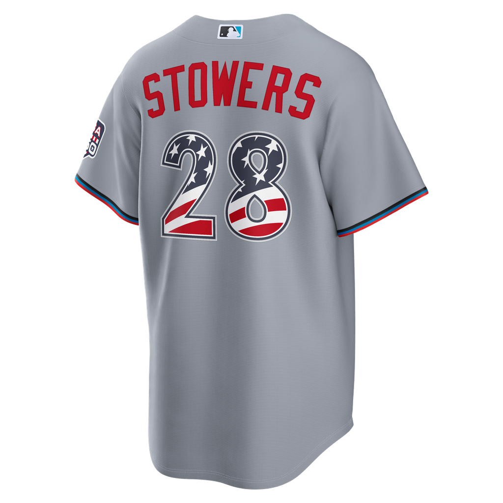 Kyle Stowers Miami Marlins Nike USA 250 Fourth of July Road Stadium Jersey - Gray Official MLB Team Apparel Baseball Fan Gear