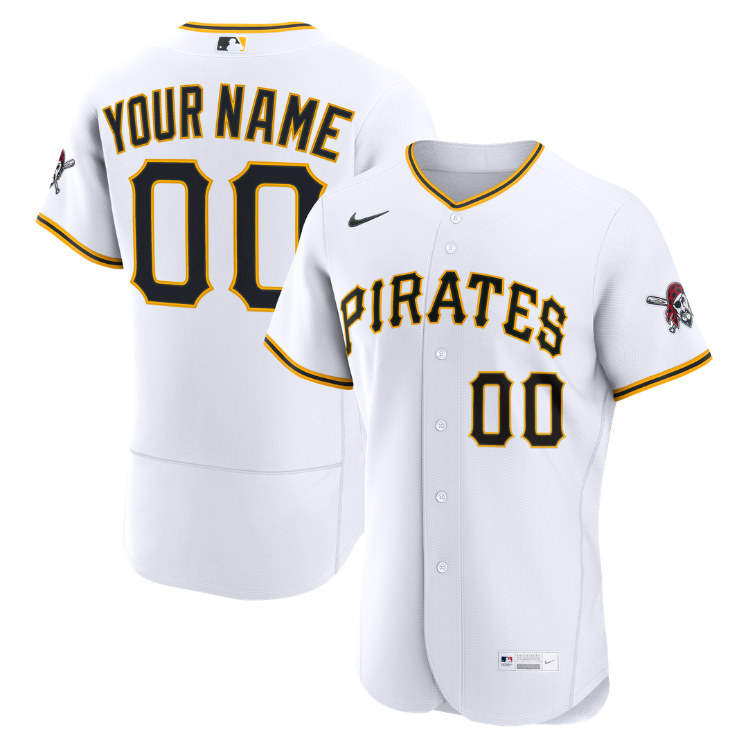 Pittsburgh Pirates Nike Home Authentic Custom Jersey - White Official MLB Team Apparel Baseball Fan Gear
