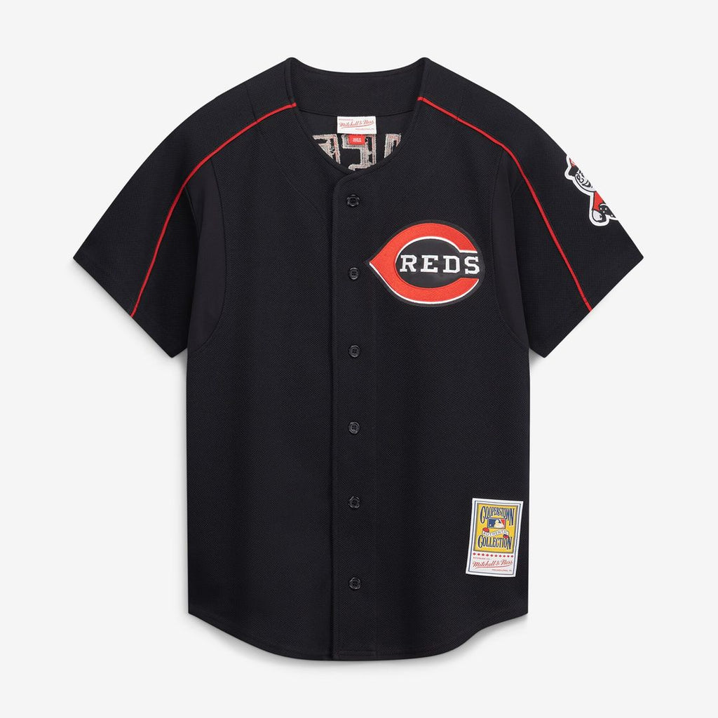Ken Griffey Jr. Cincinnati Reds Mitchell & Ness Cooperstown Collection Authentic Mesh Batting Practice Jersey - Black Official MLB Team Apparel Baseba